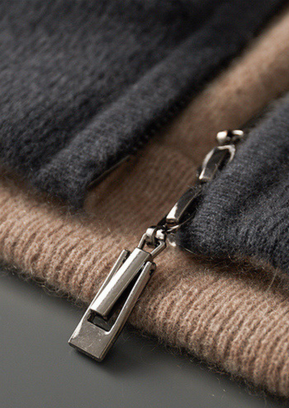 Pure Cashmere Dark Gray Dual Zip Cardigan | Arventti