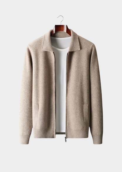 Pure Extra-Fine Merino Wool Zip Polo Cardigan | Arventti