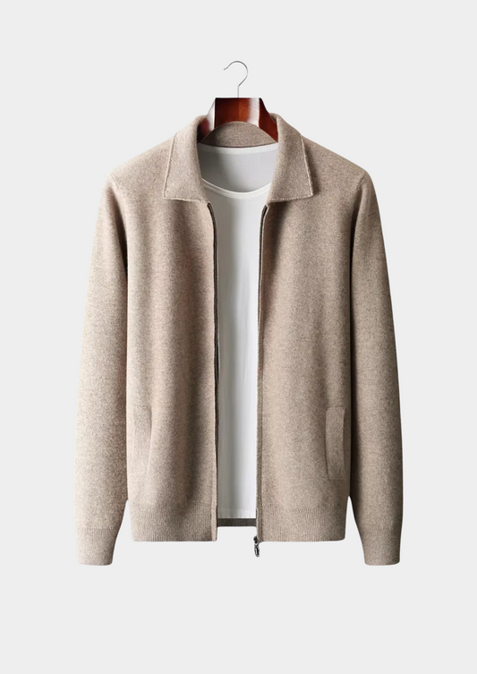 Pure Extra-Fine Merino Wool Zip Polo Cardigan | Arventti