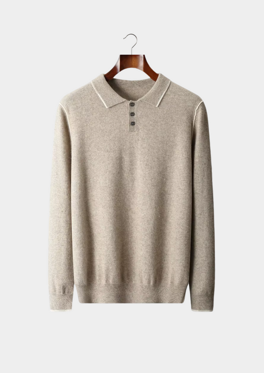 Premium Cashmere Two Tone Button Polo | Arventti