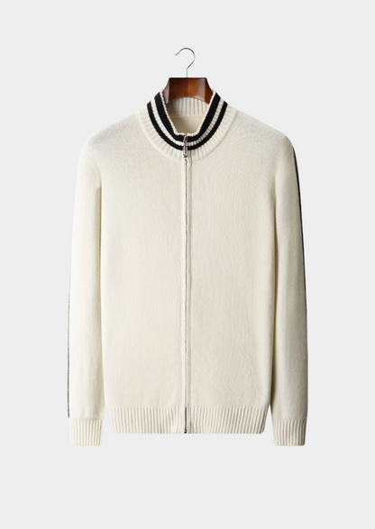 Pure Extra-Fine Merino Wool Two Tone Zip Cardigan | Arventti