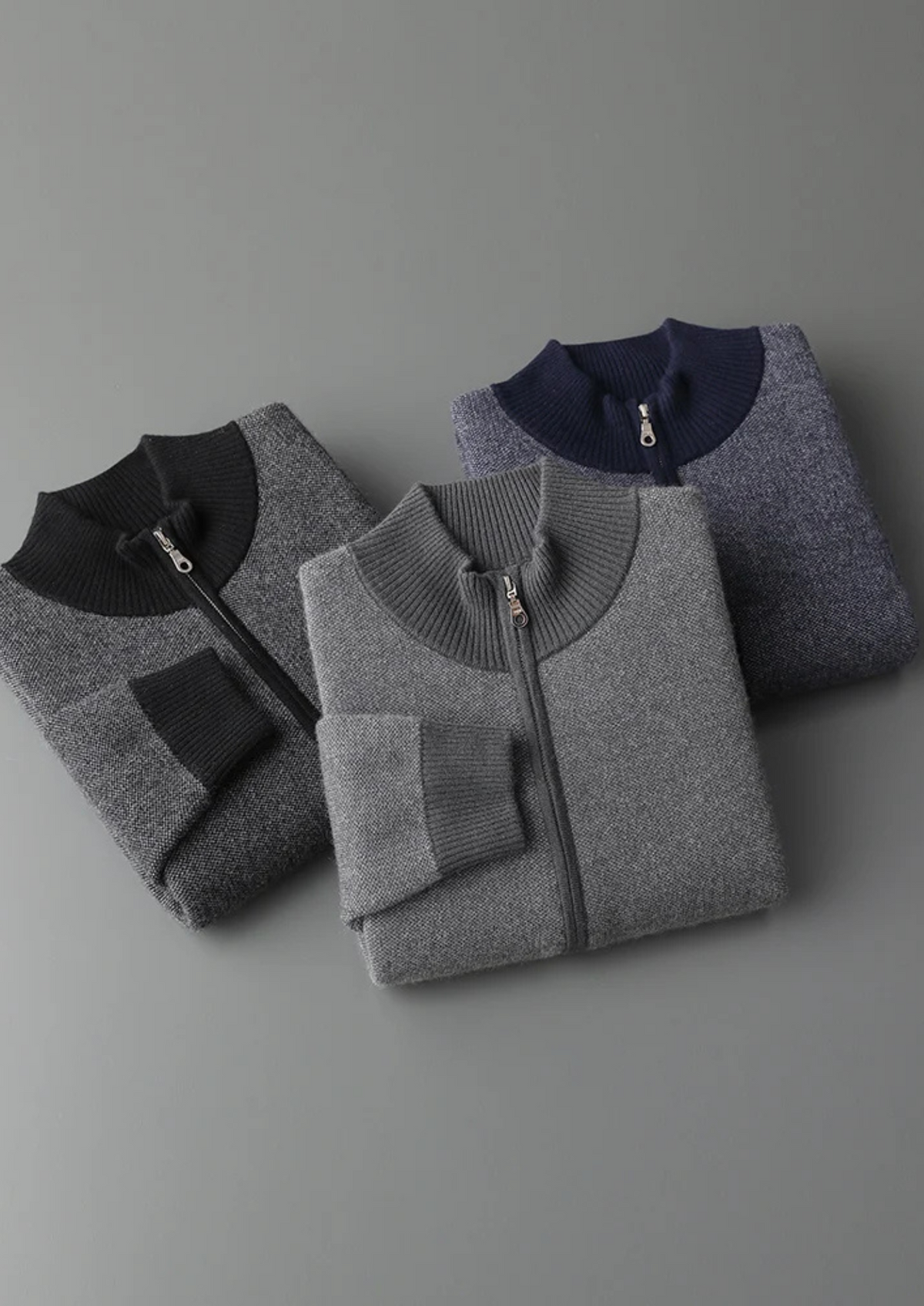 Premium Cashmere Jacquard Zip Cardigan | Arventti