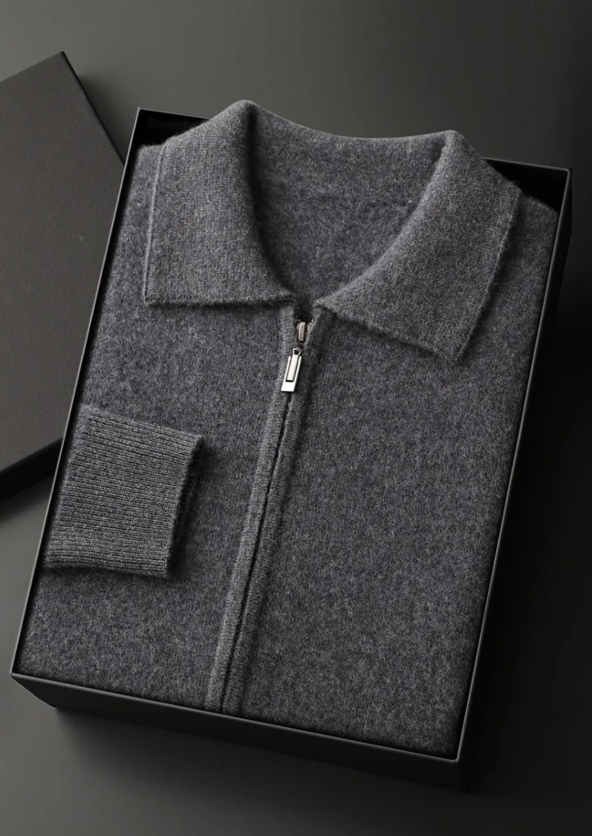 Premium Cashmere Zip Polo Cardigan | Arventti