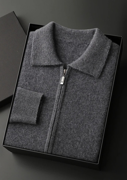 Premium Cashmere Zip Polo Cardigan | Arventti