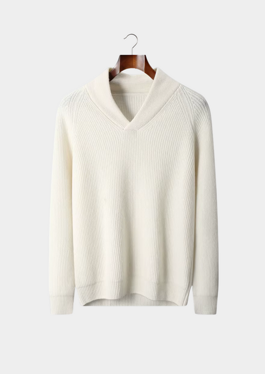 Premium Cashmere Ribbed V-Neck Sweater | Arventti