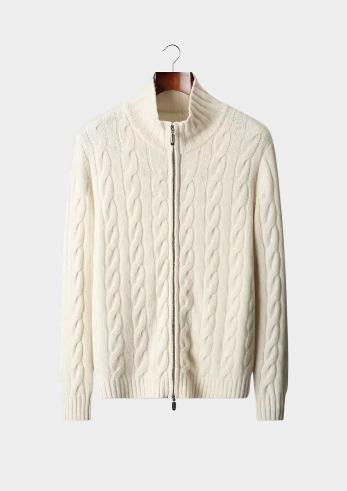 Pure Extra-Fine Merino Wool Dual-Zip Cable Cardigan | Arventti