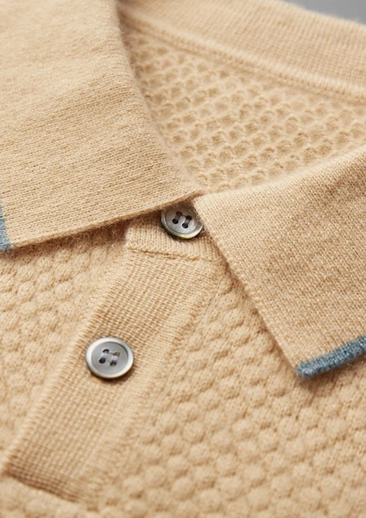 Premium Cashmere Mustard Two-Tone Polo | Arventti