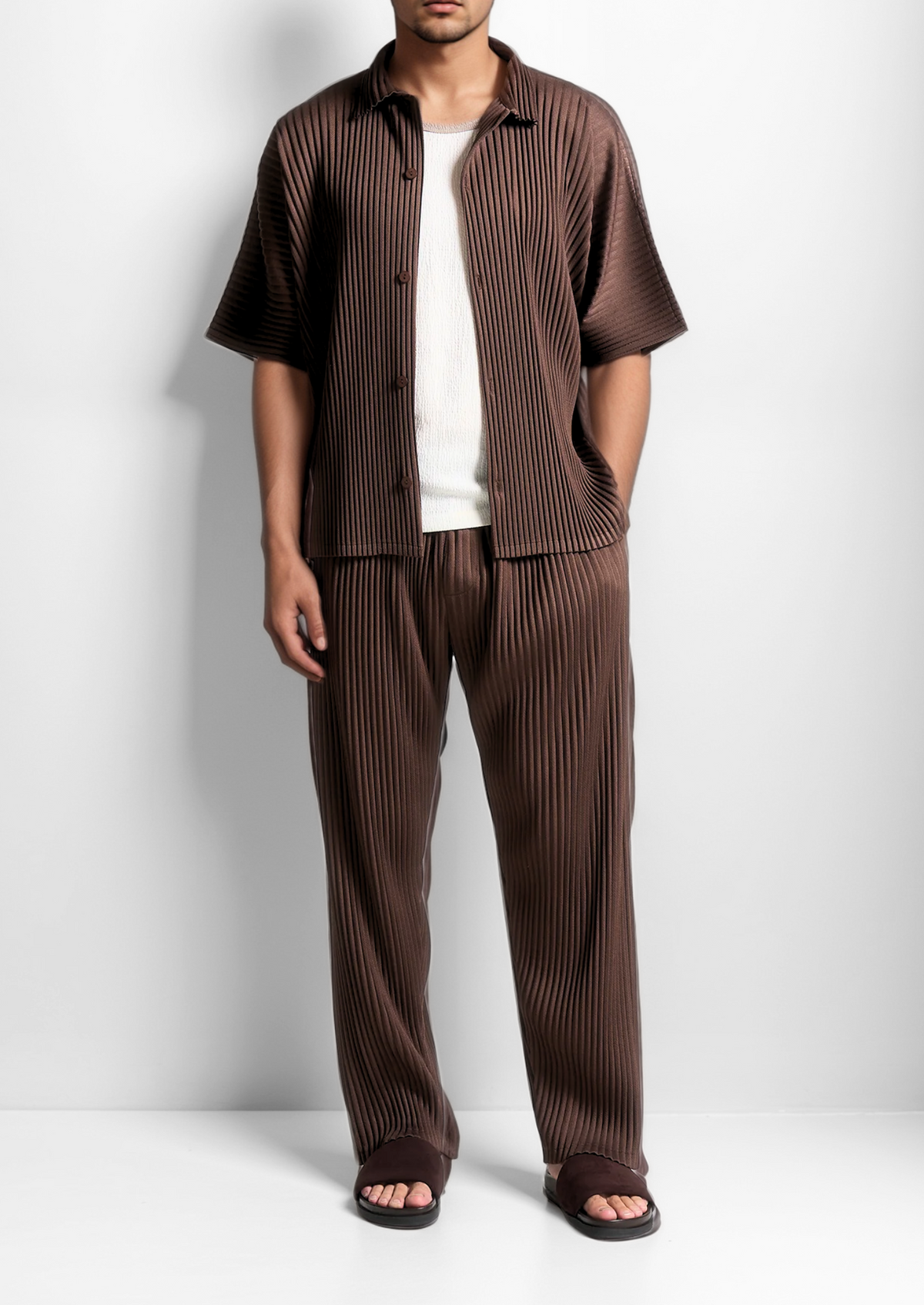 Coffee Pleated Summer Set | Arventti