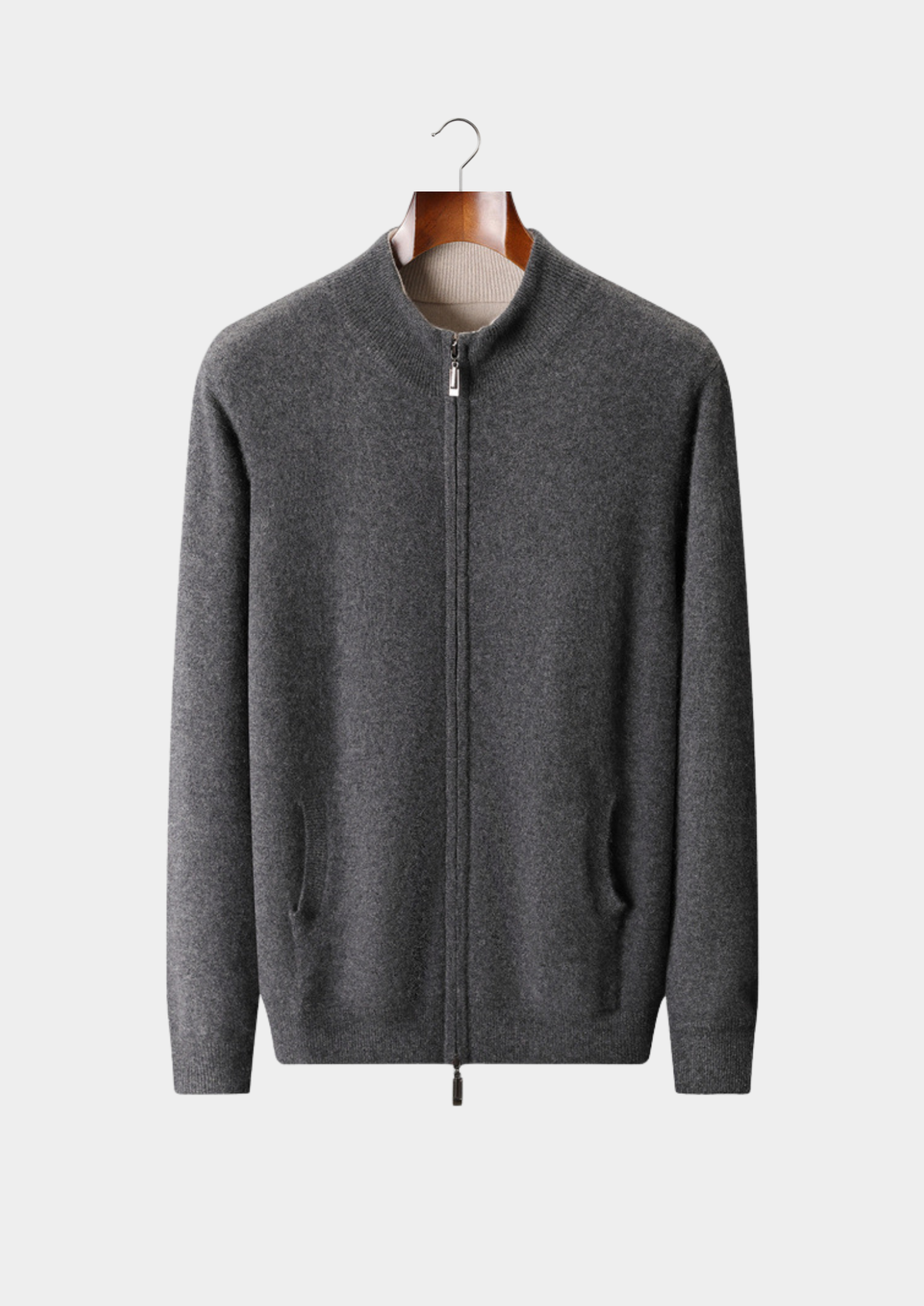 Pure Cashmere Heather Gray Dual Zip Cardigan | Arventti