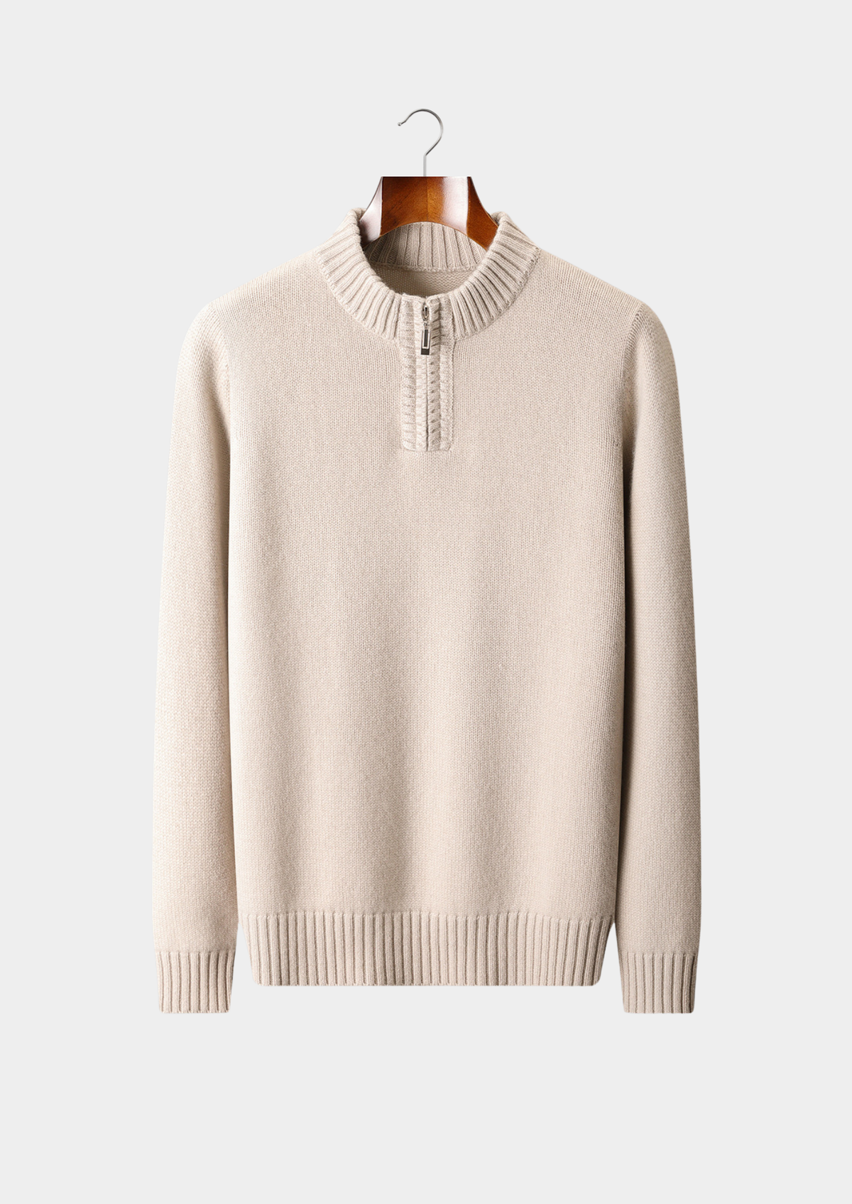 Pure Cashmere Off White Half Zip Sweater | Arventti