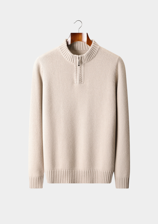 Pure Cashmere Off White Half Zip Sweater | Arventti