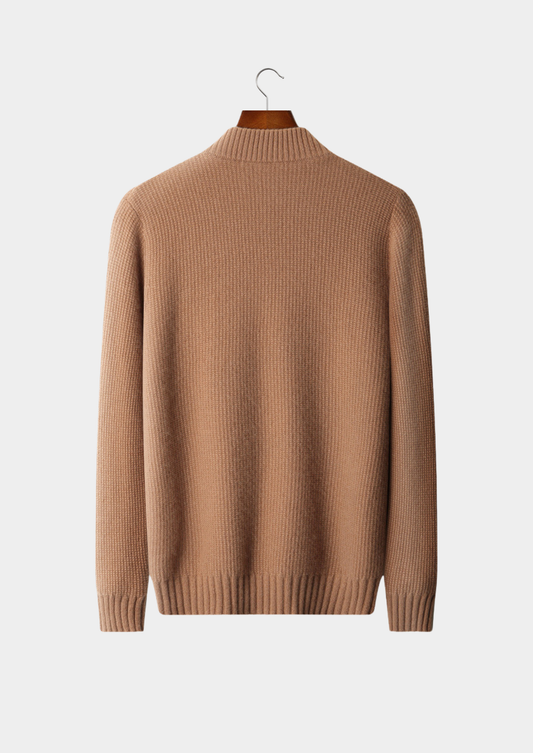 Pure Cashmere Mustard Ribbed Zip Cardigan | Arventti