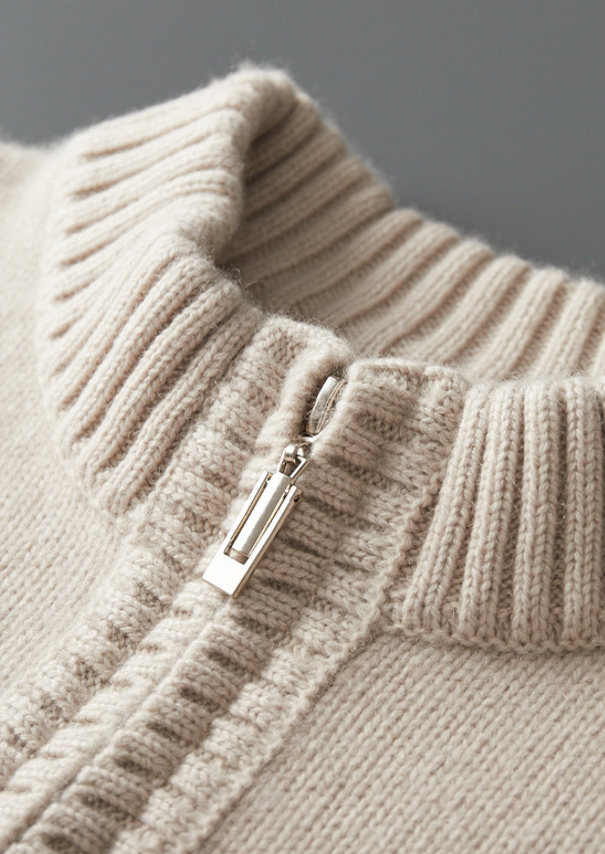 Pure Cashmere Off White Half Zip Sweater | Arventti