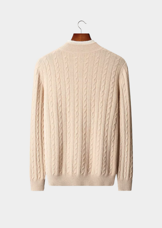 Pure Extra-Fine Merino Wool Cable Knit Henley Sweater | Arventti