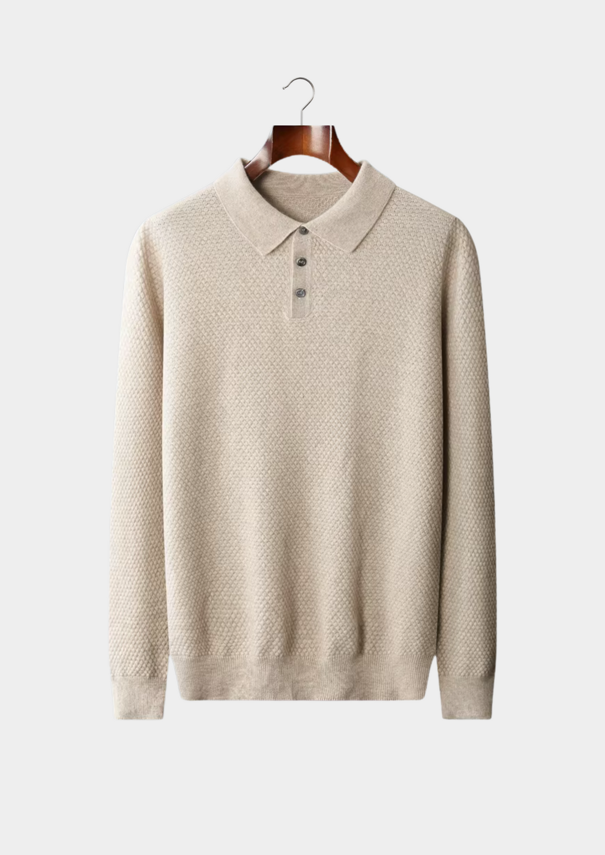 Premium Cashmere Textured Sweater Polo | Arventti