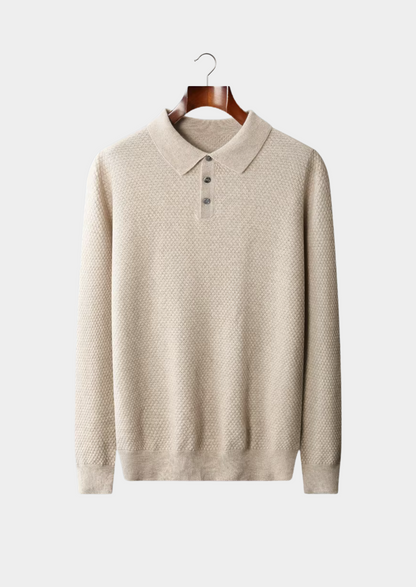 Premium Cashmere Textured Sweater Polo | Arventti