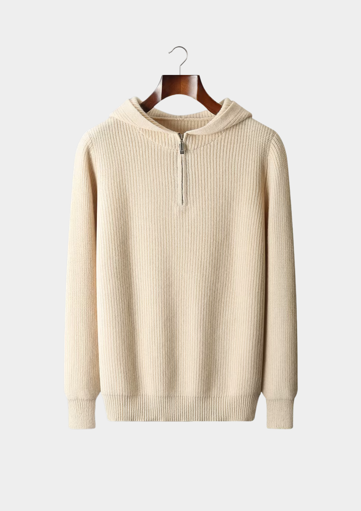 Pure Extra-Fine Merino Wool Half Zipper Hoodie | Arventti