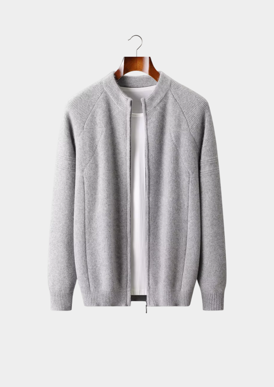 Pure Extra-Fine Merino Wool Ribbed Zip Cardigan | Arventti