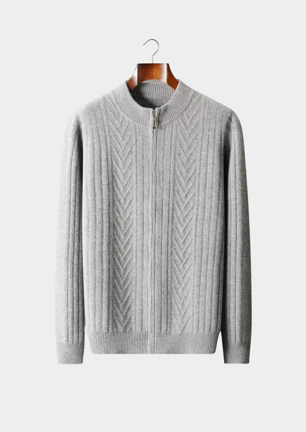 Pure Extra-Fine Merino Wool Patterned Zip Cardigan | Arventti