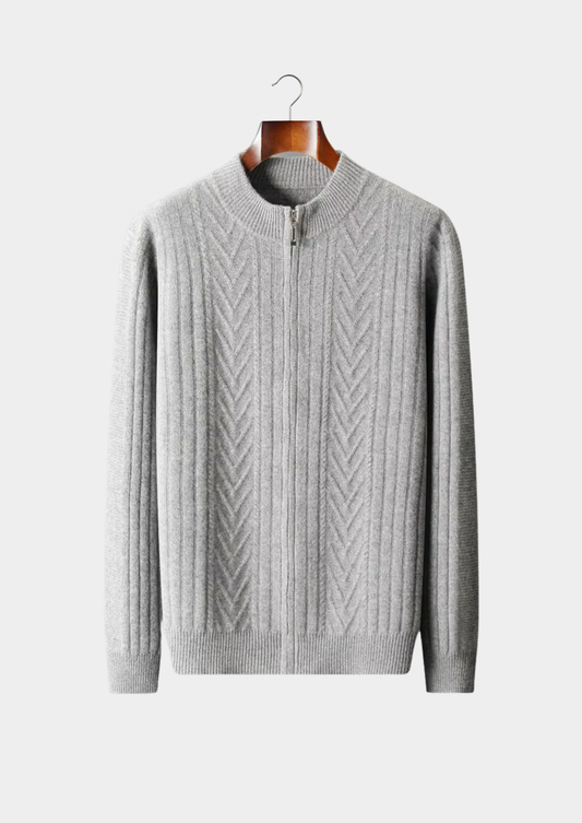 Pure Extra-Fine Merino Wool Patterned Zip Cardigan | Arventti
