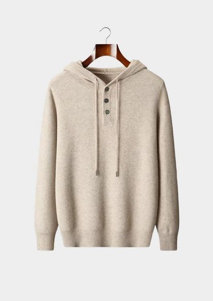 Pure Extra-Fine Merino Wool Button Hoodie | Arventti