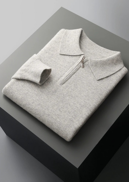 Pure Extra-Fine Merino Wool Half Zip Polo | Arventti