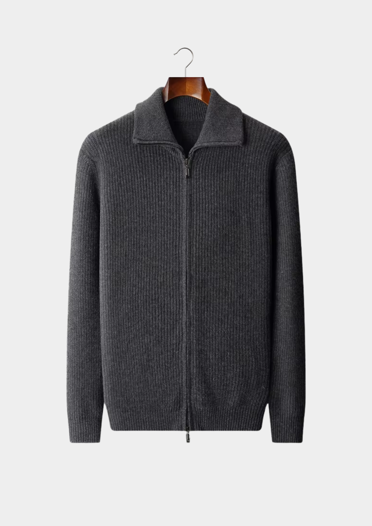 Pure Extra-Fine Merino Wool Funnel Neck Dual Zip Cardigan | Arventti
