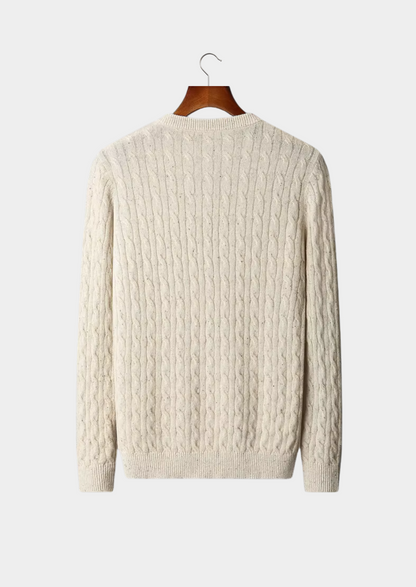 Pure Extra-Fine Merino Wool Nepped Cable Crewneck | Arventti