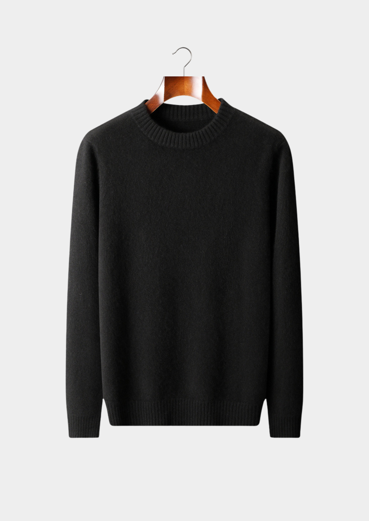 Pure Cashmere Black Essential Crewneck | Arventti