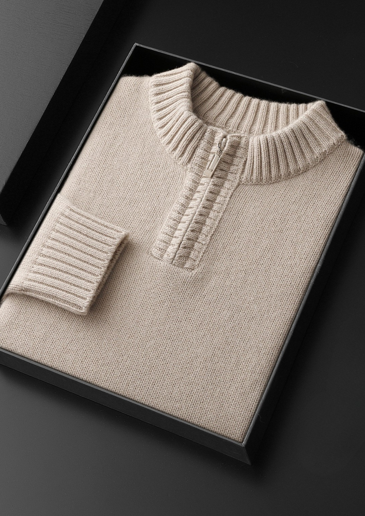Pure Cashmere Off White Half Zip Sweater | Arventti