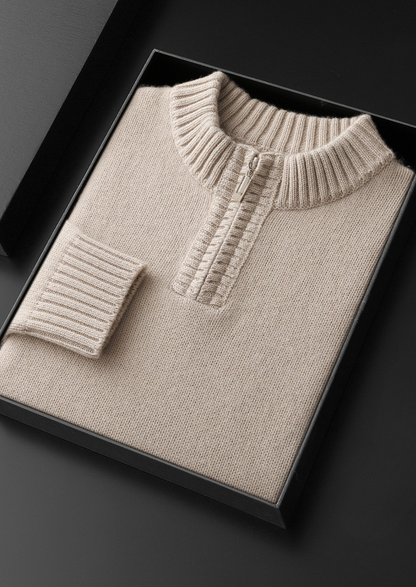 Pure Cashmere Off White Half Zip Sweater | Arventti
