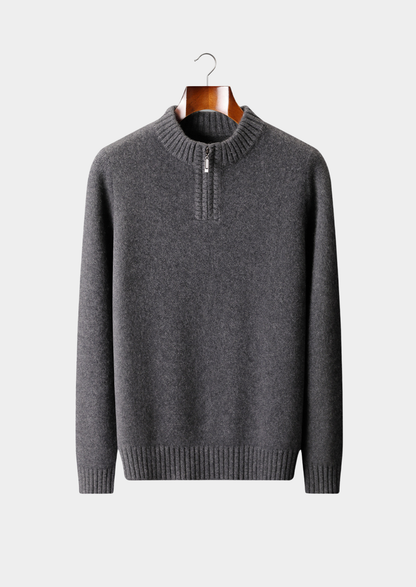 Pure Cashmere Dark Gray Half Zip Sweater | Arventti