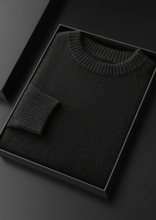 Pure Cashmere Black Essential Crewneck | Arventti