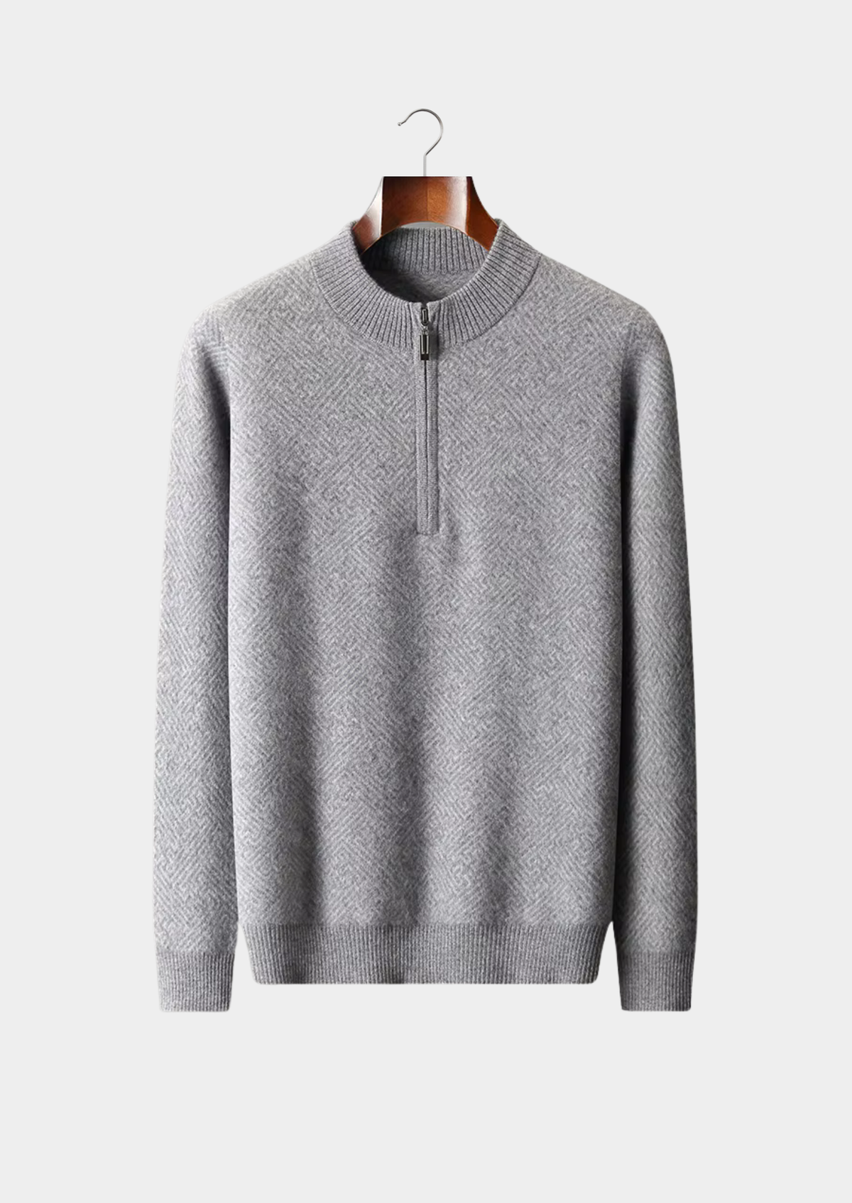 Premium Cashmere Patterned Half-Zip Sweater | Arventti