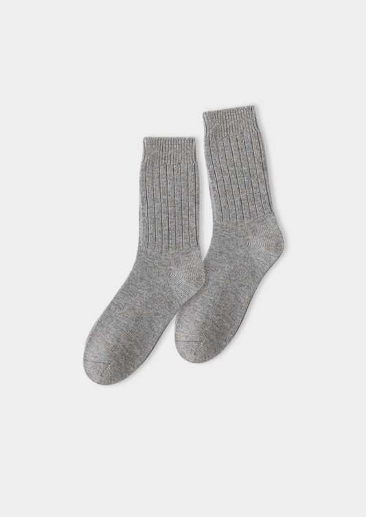 Light Gray Ultra-Soft Ribbed Merino Wool Socks | Arventti
