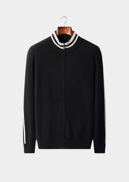 Pure Extra-Fine Merino Wool Two Tone Zip Cardigan | Arventti