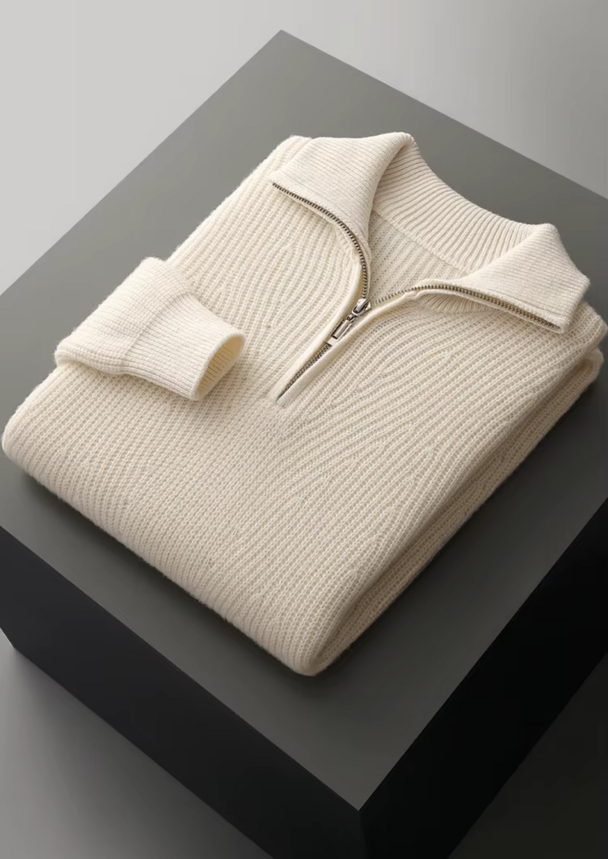 Pure Extra-Fine Merino Wool Ribbed Half-Zip | Arventti