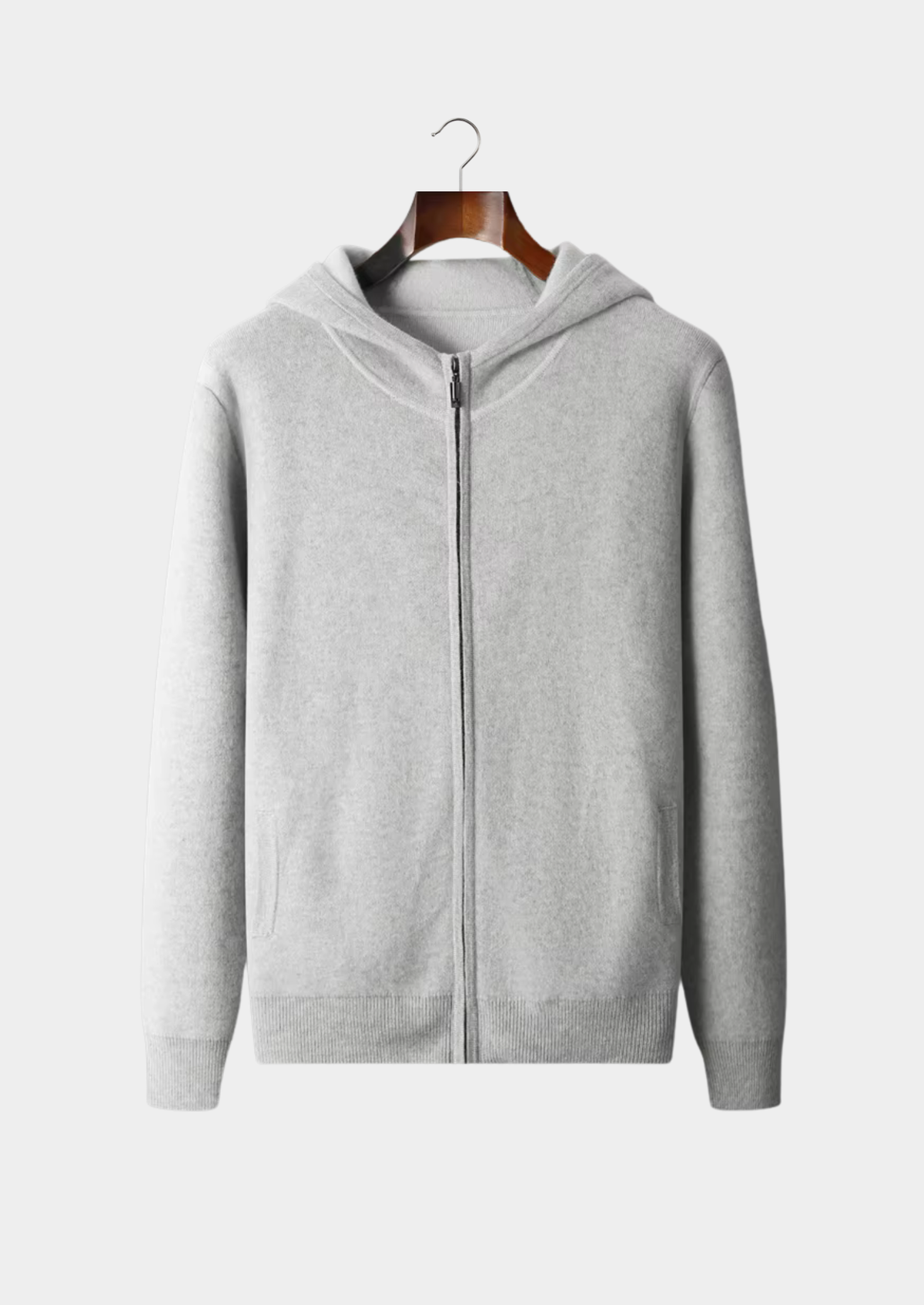 Premium Cashmere Two Tone Zipper Hoodie | Arventti