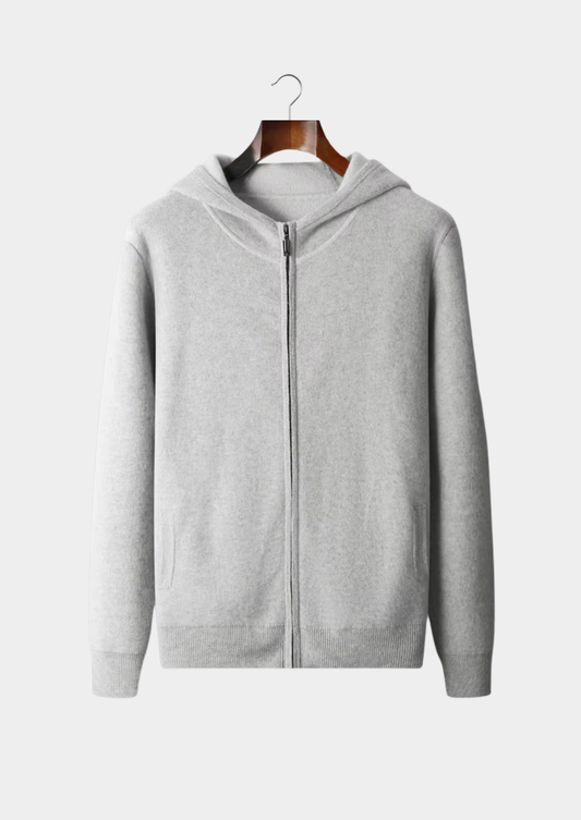 Premium Cashmere Two Tone Zipper Hoodie | Arventti