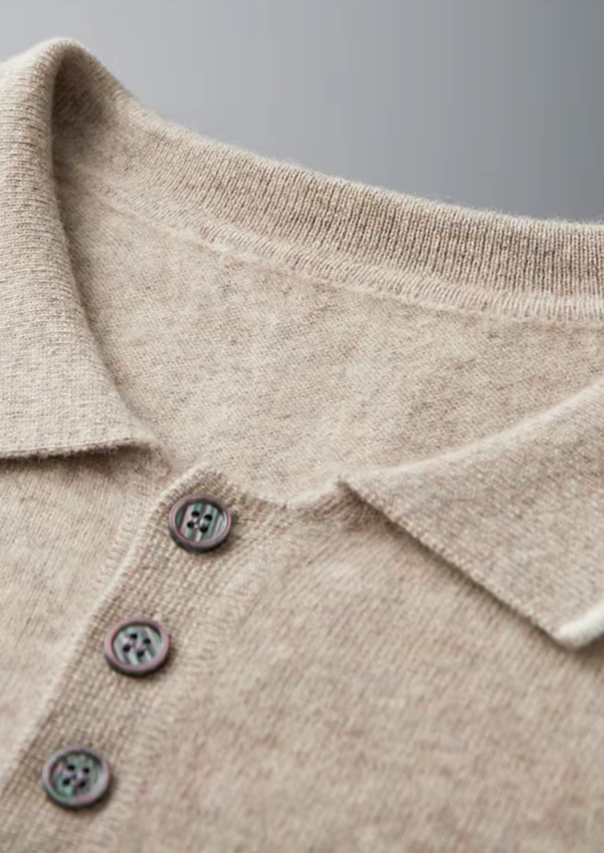 Premium Cashmere Two Tone Button Polo | Arventti