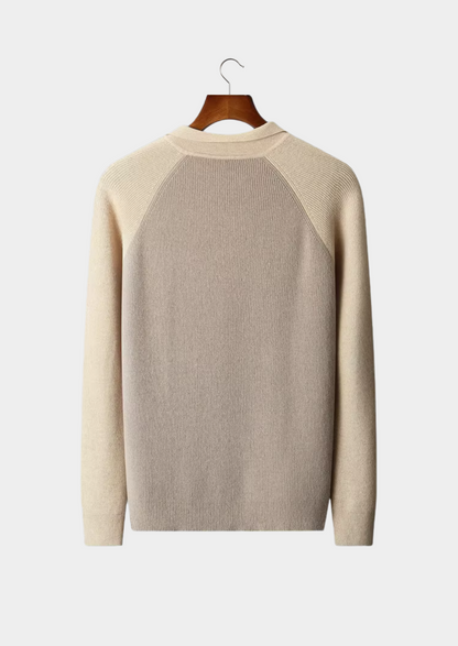 Pure Extra-Fine Merino Wool Two Tone Zipper Sweater Polo | Arventti
