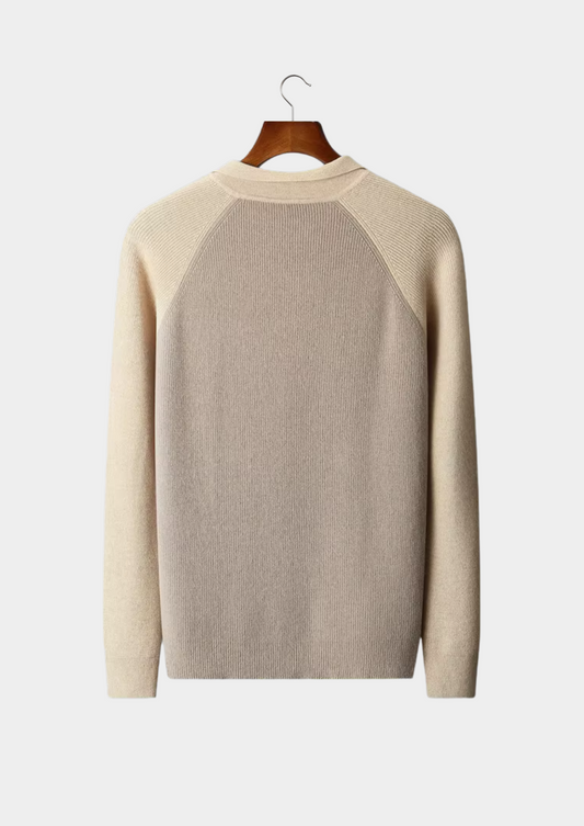 Pure Extra-Fine Merino Wool Two Tone Zipper Sweater Polo | Arventti