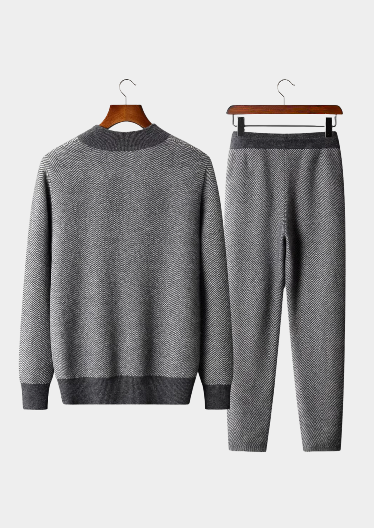 Pure Extra-Fine Merino Wool Gray Herringbone Set | Arventti