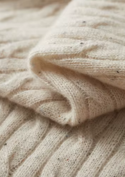 Pure Extra-Fine Merino Wool Nepped Cable Crewneck | Arventti