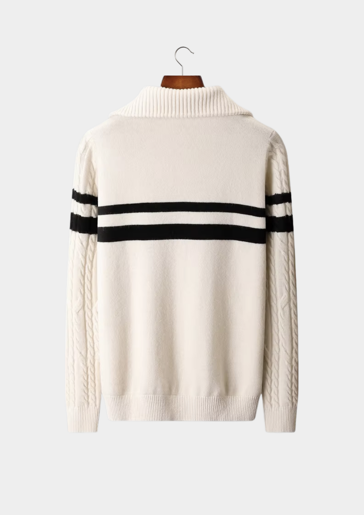 Pure Extra-Fine Merino Wool Striped Half-Zip Sweater | Arventti
