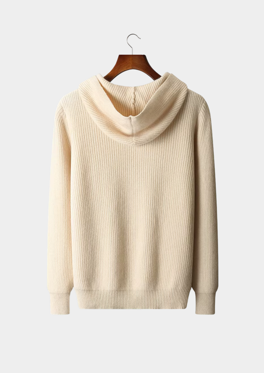 Pure Extra-Fine Merino Wool Half Zipper Hoodie | Arventti