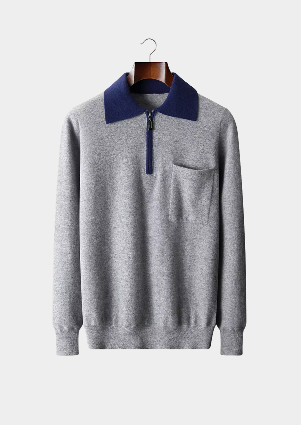 Premium Cashmere Two Tone Zipper Polo | Arventti