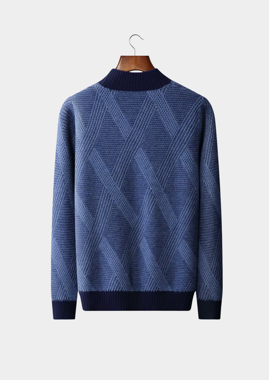 Pure Extra-Fine Merino Wool Two Tone Patterned Mockneck | Arventti
