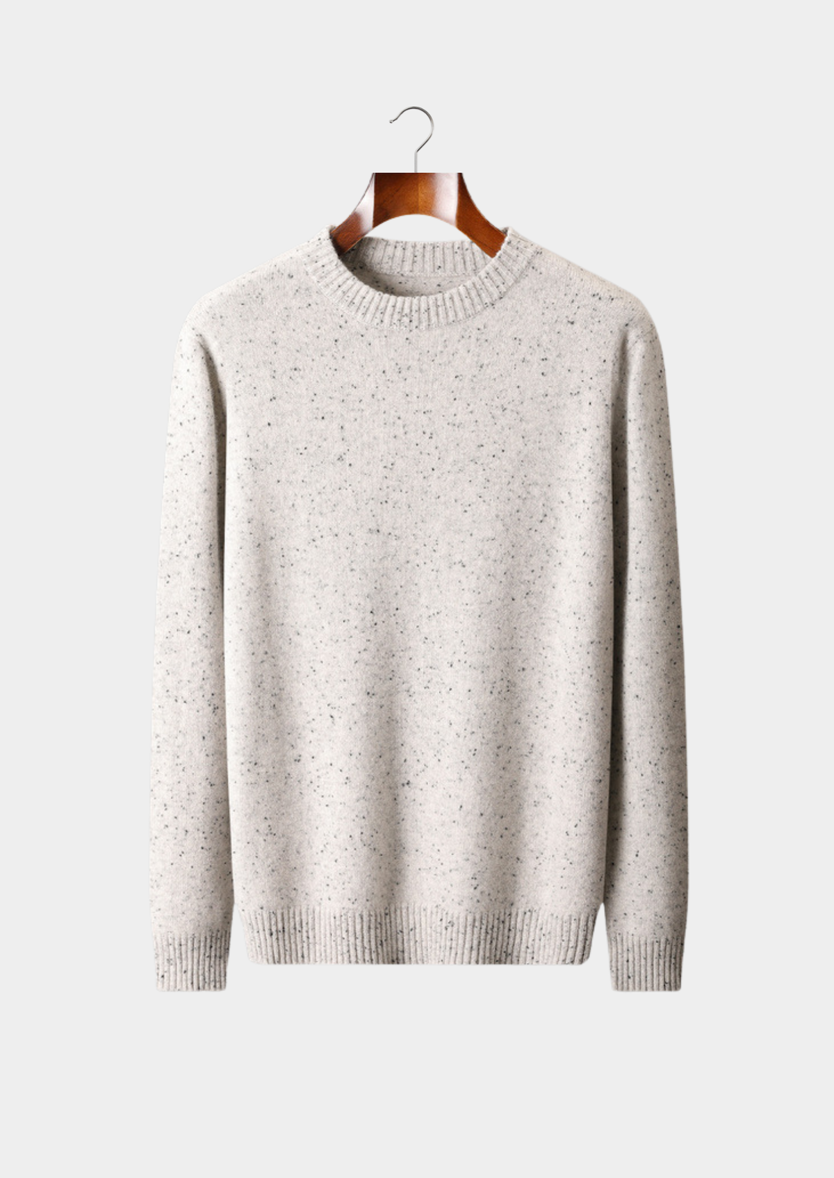 Pure Cashmere White Nepped Essential Crewneck | Arventti