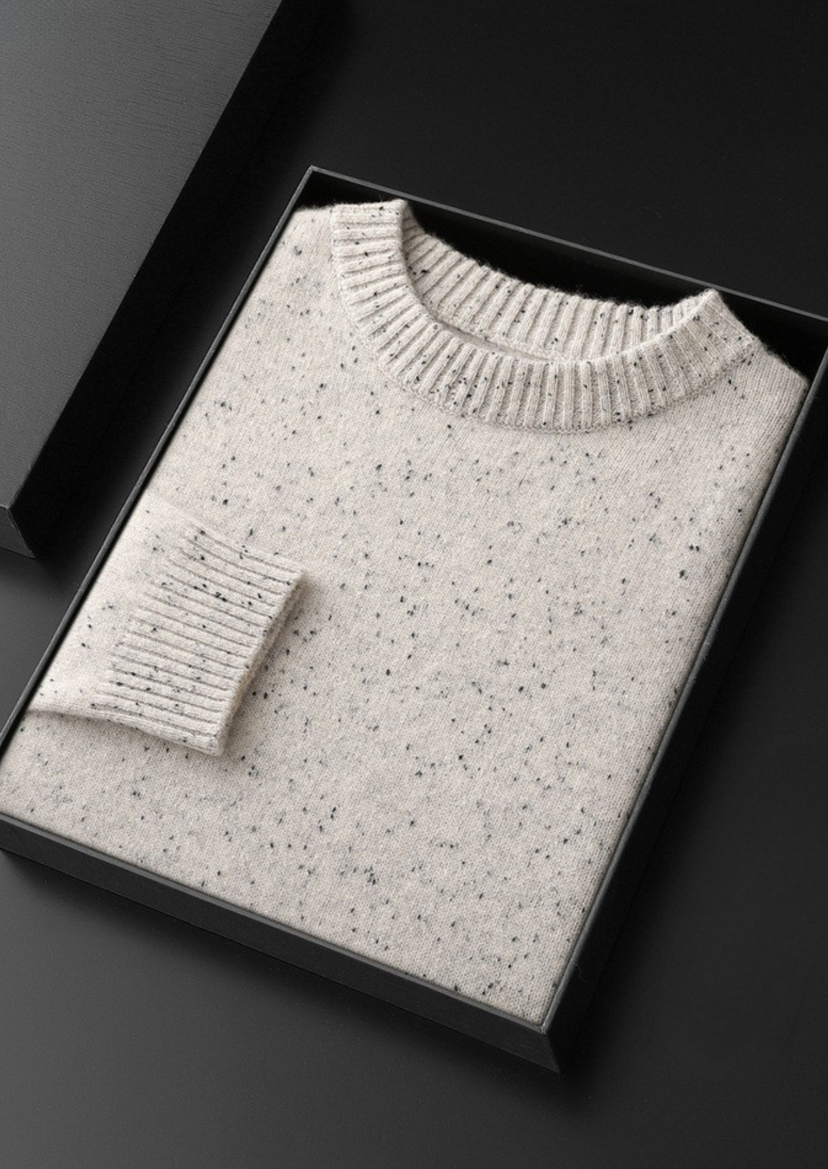 Pure Cashmere White Nepped Essential Crewneck | Arventti